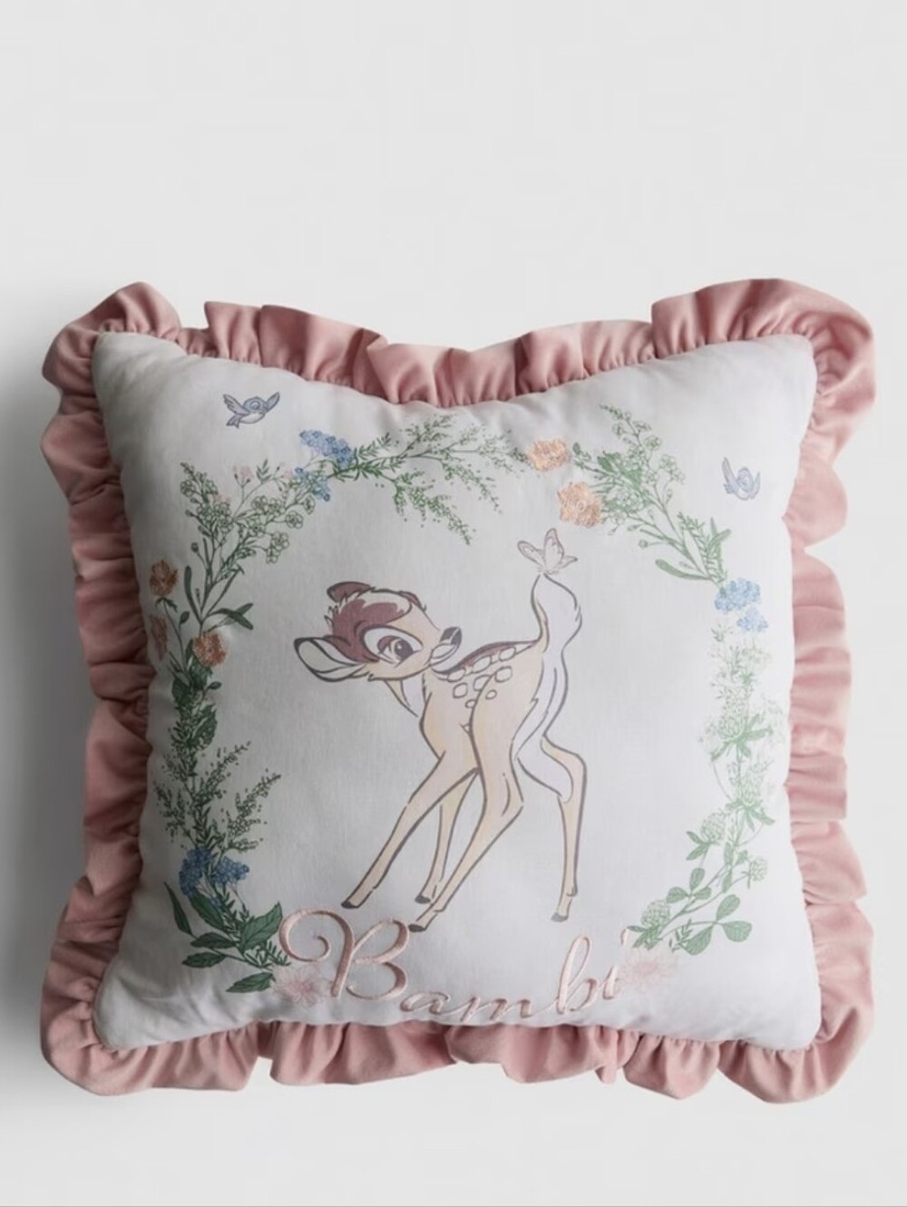 Disney's Bambi cushion with floral artwork and frilled trim Ruffel PRimark